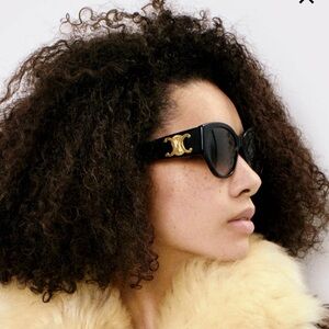 Celine Black Sunglasses with Gold Detail